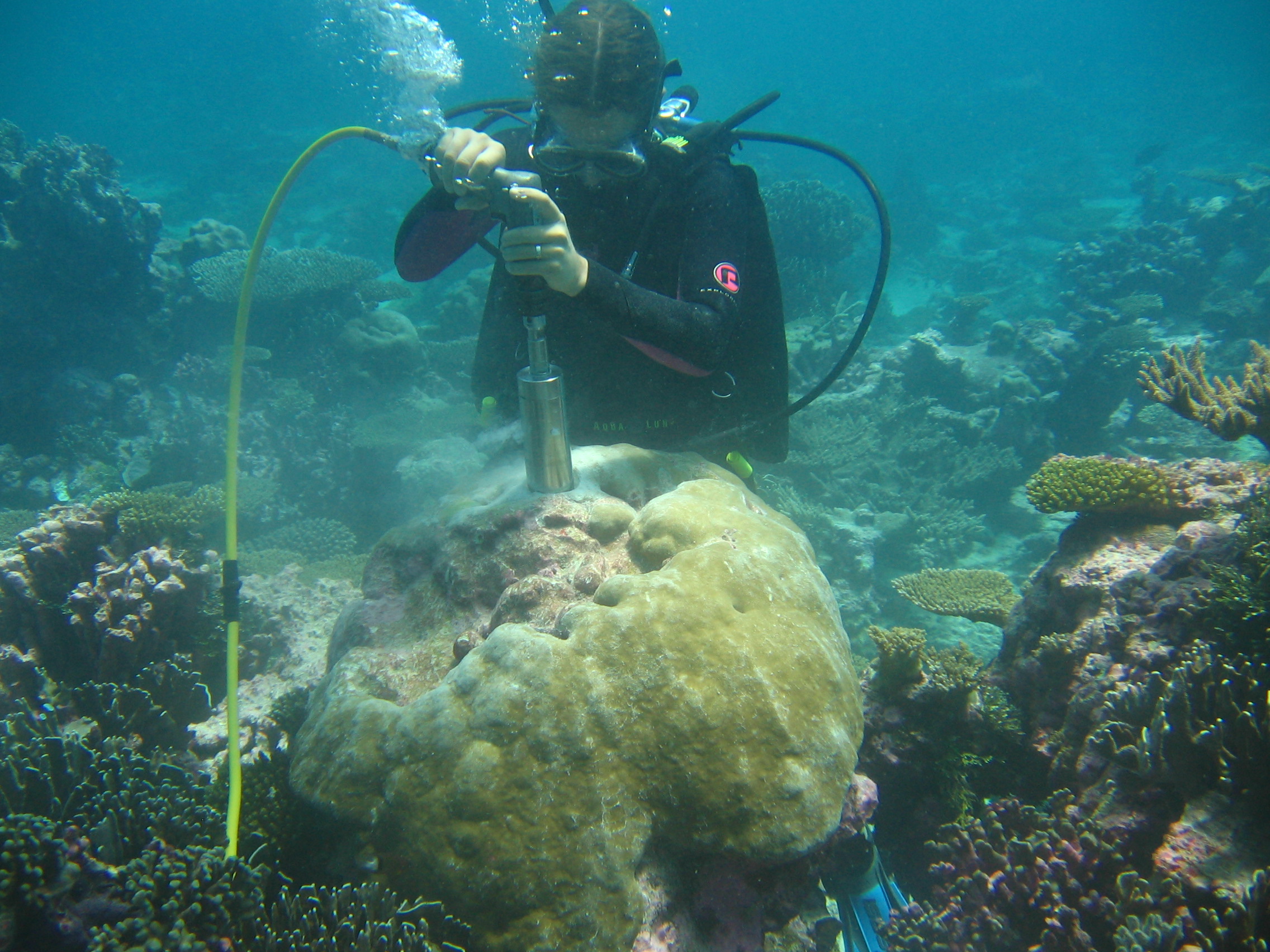 Coral coring in Kiribati