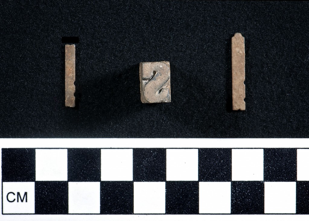 The three pieces of type from the 2015 excavations on Burial Hill in Plymouth.
