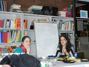 Professor Domingo and Ana Cuenca in the Spanish Resource Center