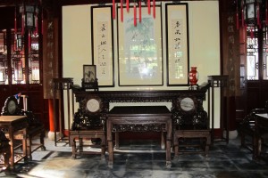 In one of the halls at Yuyuan garden