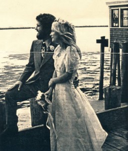 'Our wedding day, gorgeous warm November afternoon. On the deck overlooking Provincetown Harbor, 1971. Contributors: Deborah and Dennis Minsky.