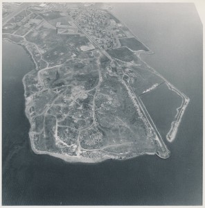 Aerial view of Columbia Point, circa 1960s. UASC-UAPHO-0001-0172