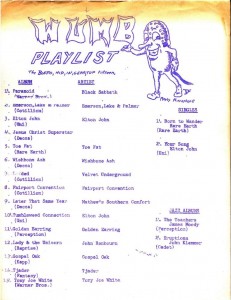 WUMB Playlist (ca 1971-1972)