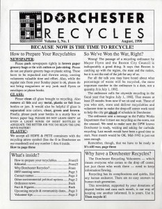 Dorchester Volunteers newsletter. Volume 1, No. 1. August 1990.