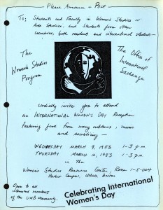 International Women's Day reception flyer, March 1983.