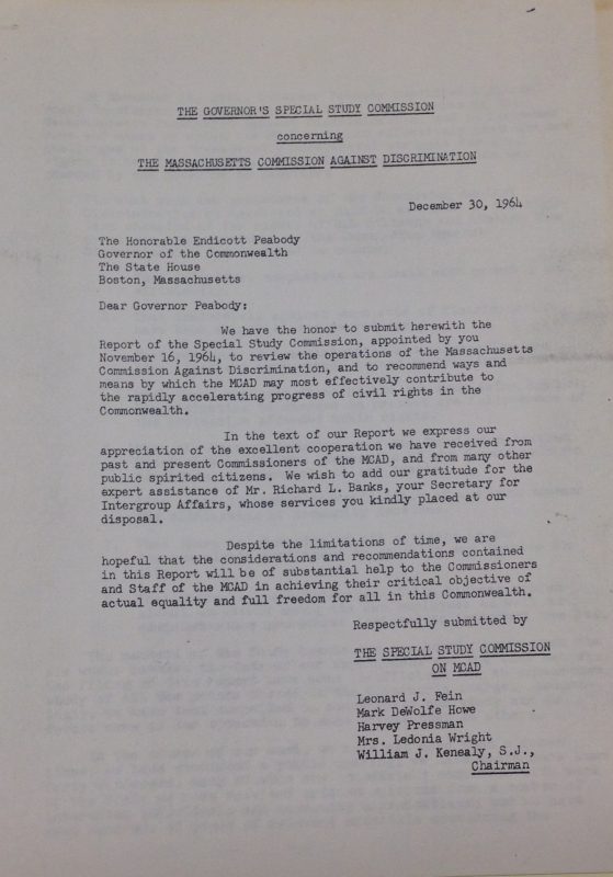 The Governor's Special Study Commission Report, 1964 December 30