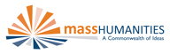 Logo for Mass Humanities in orange and blue.