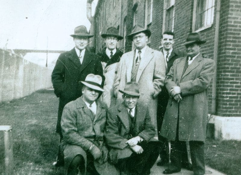 Black and white photo of Merrimac Hat employees