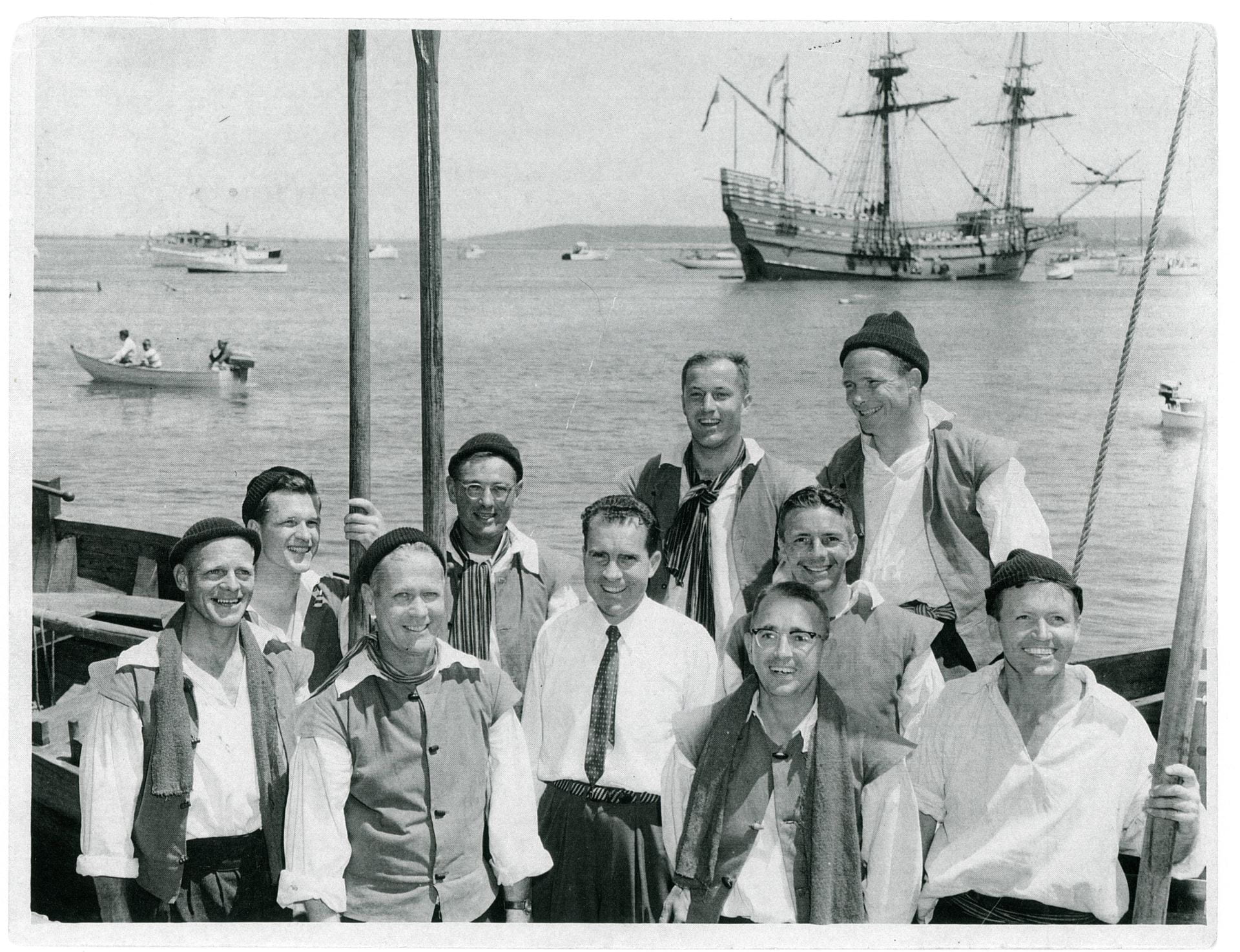 The crew that rowed the Shallop ashore, 1957