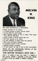 Image of a flyer for Melvin H. King's campaign for Boston School Committee in 1964 and 1965