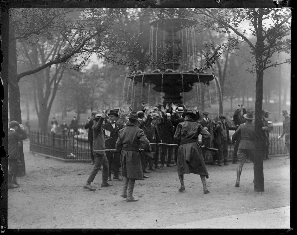 Riot on Boston Common during the police strike, 1919.