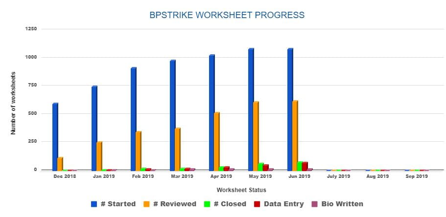 Chart showing BP Strike Worksheet Progress.