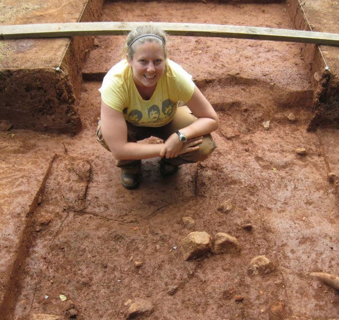Uncovering a possible sub-floor pit at Thomas Jefferson's Poplar Forest, Summer 2012.