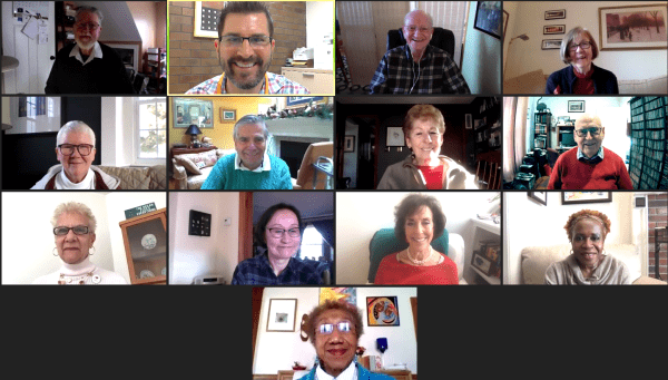 screenshot of older adults on Zoom meeting