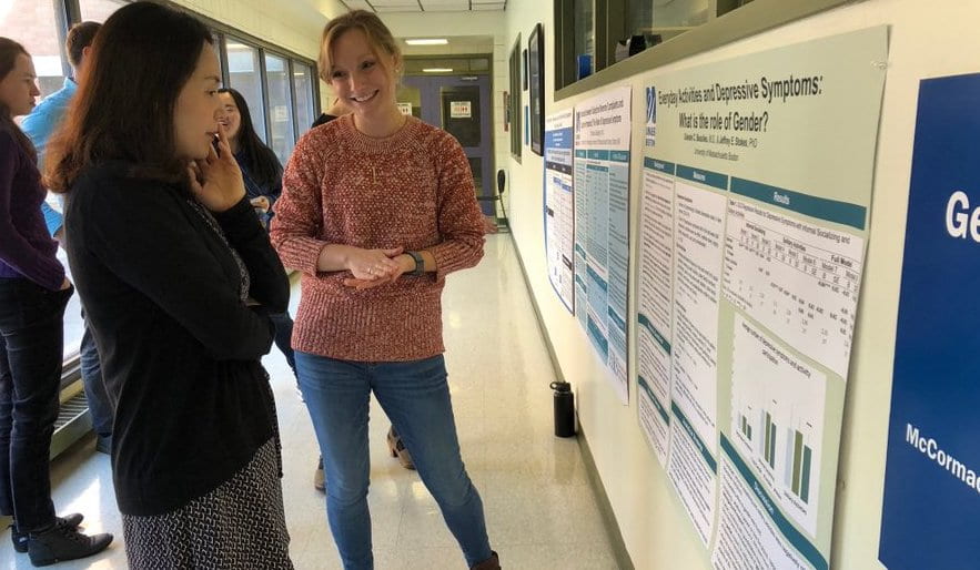 Gerontology doctoral student talks about her research poster