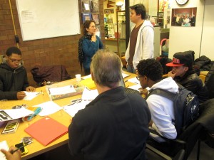 Urban Scholars group art writing project at Urban Scholars office
