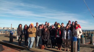 Steve Nye, a graduate teaching assistant for The Living Lab, a semester-long pilot residential program on Nantucket, took this picture of the students and faculty members when they arrived on Monday.