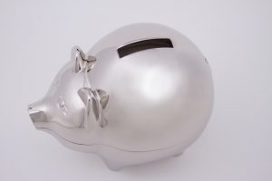 silver piggy bank