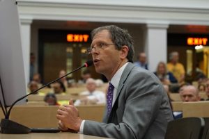 Dean Cash provides testimony in support of carbon pricing policies at the Massachusetts legislature, June 20, 2017
