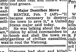 From the New York Times, Feb. 8, 1968, page 14.