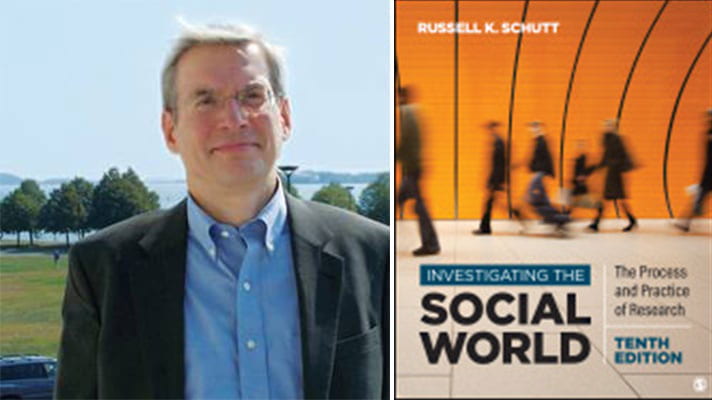 Picture of Russell K. Schutt and picture of book cover for Investigating the Social World