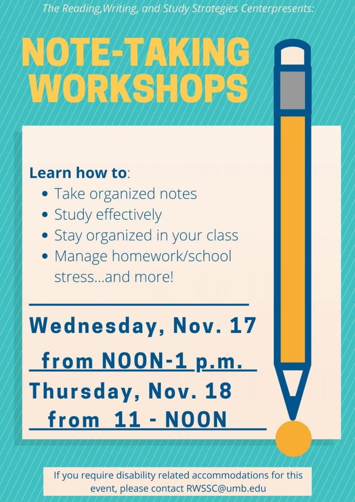 Flyer for Note Taking Workshops