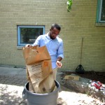 Manny helped contributed the work by cleaning up the area.