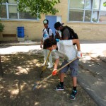 Students helped out digging dirt.