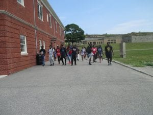 The Urban Scholars walking over to the ship.