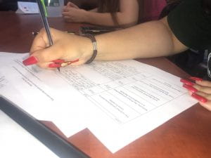 Student completing their homework.