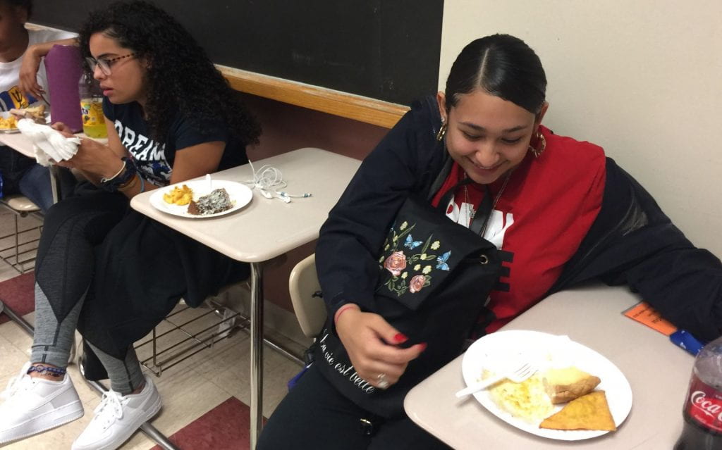 students enjoy the food