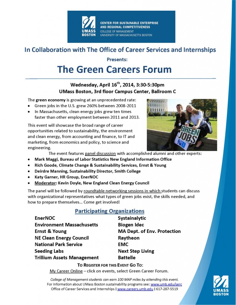 2014 Green careers forum flyer 4-4-2014