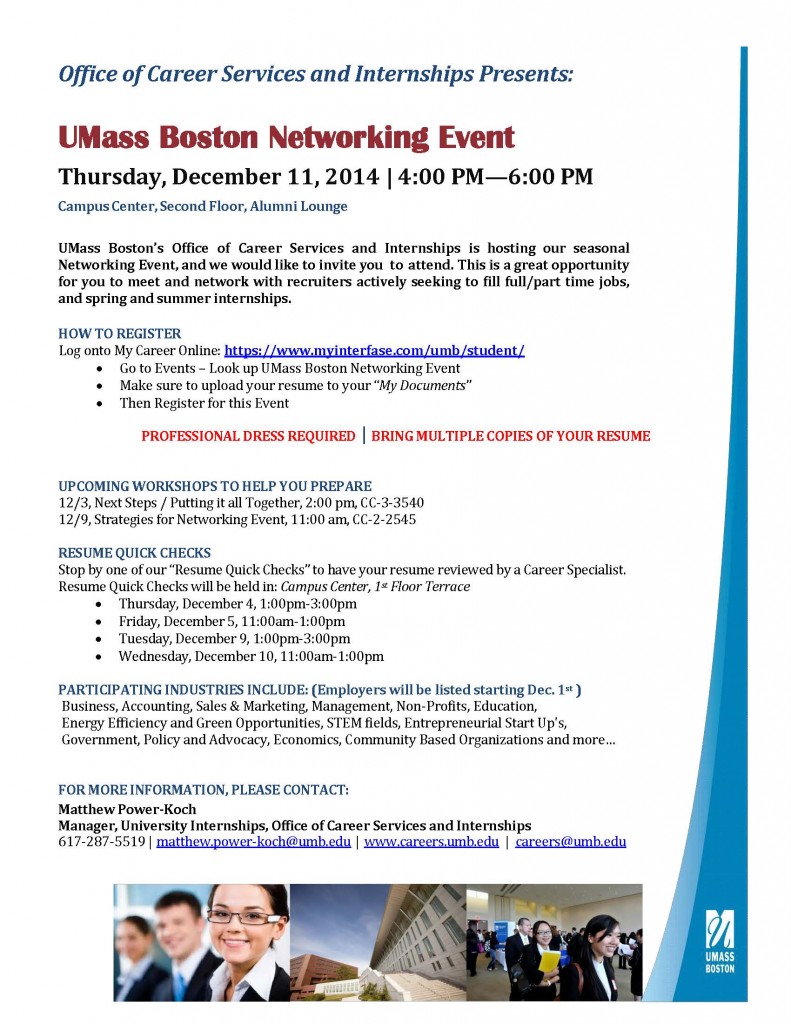 UMB Networking Event - Student Flyer 12 11 14